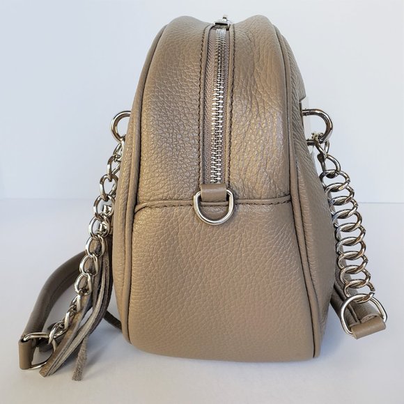 ORE10 Taupe Leather Round Tassel Satchel/Crossbody, Like New - Picture 8 of 15